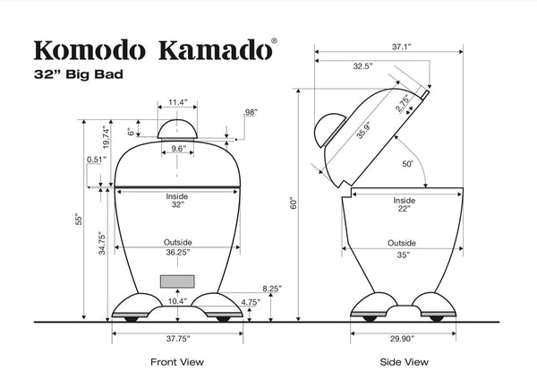 32" Big Bad, CAD Drawing - KomodoKamado